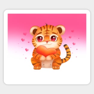 Cute Tiger Valentines Sticker